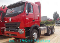 Màu đỏ tự động truyền tải máy kéo Trailer xe tải / 6x4 đơn vị máy kéo 420HP