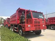 Xe tải tự đổ màu đỏ nặng 6 * 4 / Hộp số tay 30 tấn Tipper Truck
