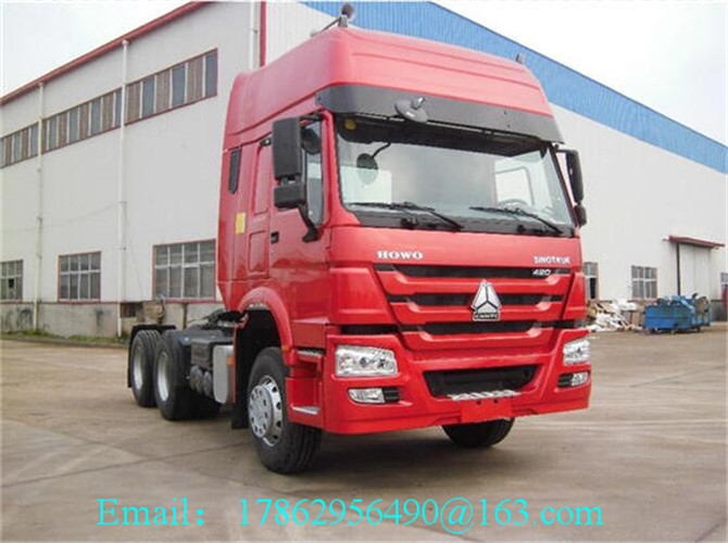 Màu đỏ tự động truyền tải máy kéo Trailer xe tải / 6x4 đơn vị máy kéo 420HP