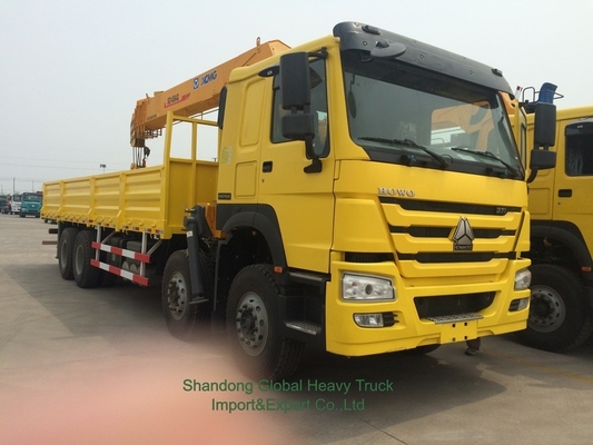Đồ mới 6X4 HOWO xe tải giường phẳng gắn crane Telescopic Boom Truck
