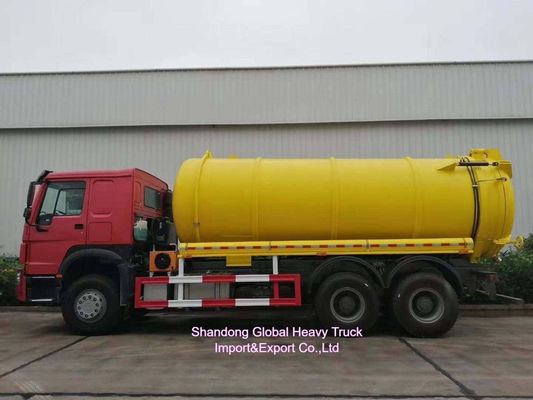 HOWO 15CBM Truck hút nước thải chân không với loại ổ 6 × 4 và xả lỏng lật thủy lực để làm sạch bể phân hủy