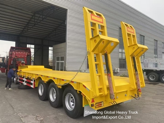 3 trục 60 tấn Chế độ phụ trách nặng Semi-trailer lowbed với trục Fuwa