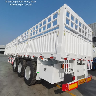Rơ moóc bán tải hàng rào 3 trục để vận chuyển gia súc và hàng rời