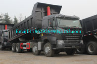 Đen 371 HP 8x4 Heavy Duty Dump Truck Với ZF8118 Hộp số tay lái và HW76 Cab