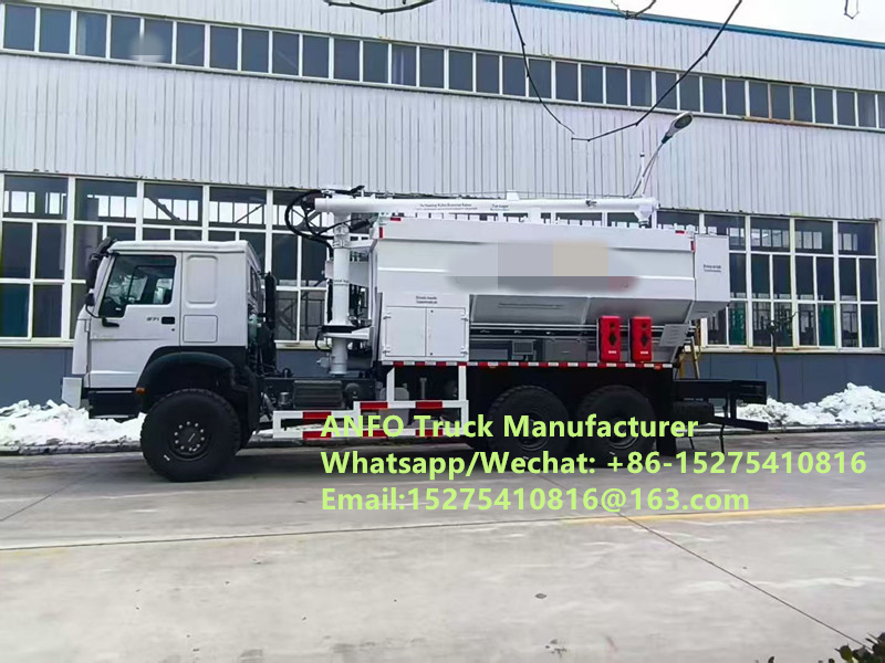 Khả năng cạnh tranh HOWO hoàn toàn mới 10/15/20/30T trộn và nạp chất nổ amoniac hạt lớn ANFO Truck Emulsion Blasting service Khoan Zambia / Zimbabwe / Tanzania / Ghana / Guinea / Namibia / Guyana